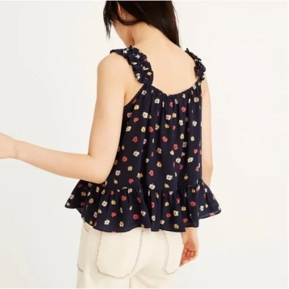 Madewell Silk Ruffle Strap Cami Top in Confetti - Picture 3 of 10